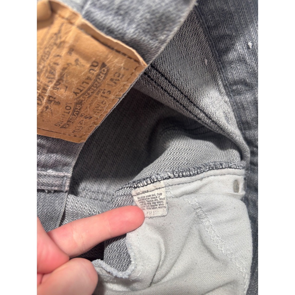 Vintage Levis 505 Grey Pinstripe Jeans Mens 32x32 Straight Leg Red Tab 80s Rare - Picture 5 of 7